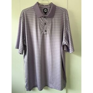 Footjoy Men's XL‎ Golf Polo Shirt Short Sleeve Lavender w/Purple Stripes Stretch